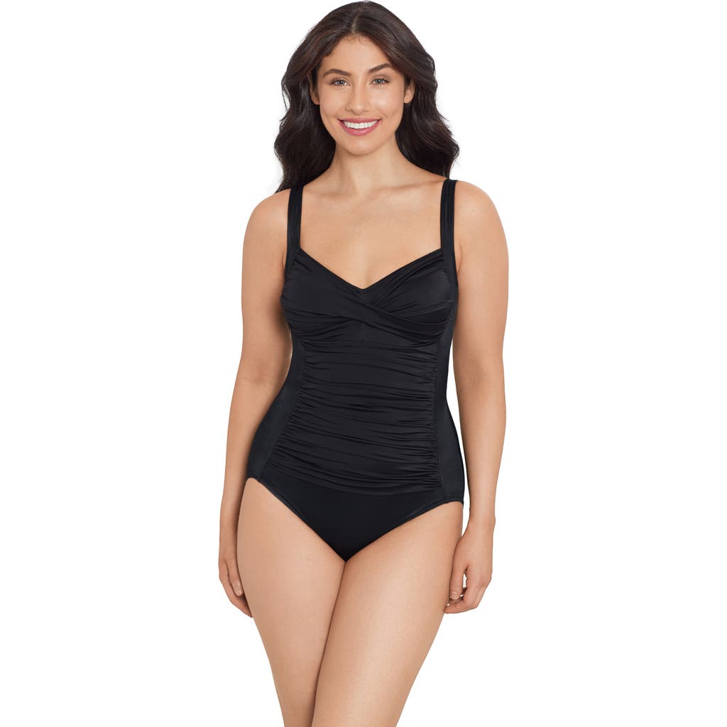 Trimshaper Averi Sweetheart Neckline One-Piece Control Swimsuit in Black  product