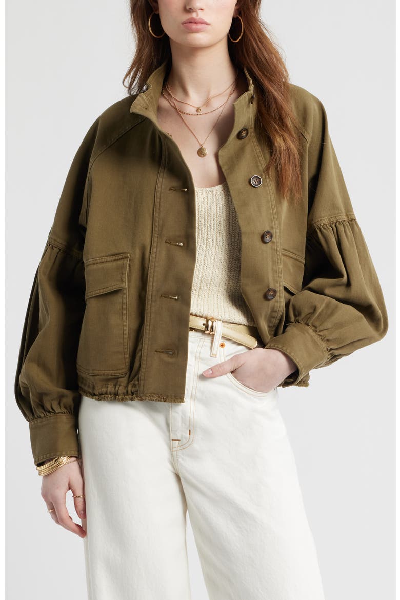 Blouson Twill Utility Jacket, Main, color, OLIVE DARK