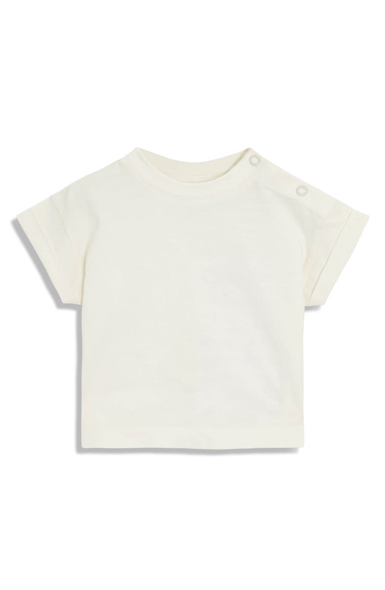 JOJO MAMAN BEBE Stripe Cotton Shirt, Romper & Hat Set, Alternate, color, Brown