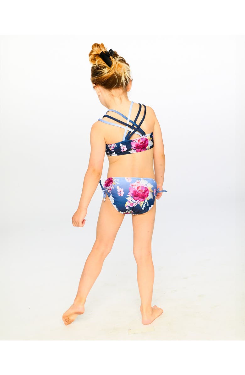 Deux par Deux Two-Piece Rose Swimsuit, Alternate, color, Blue With Roses Print