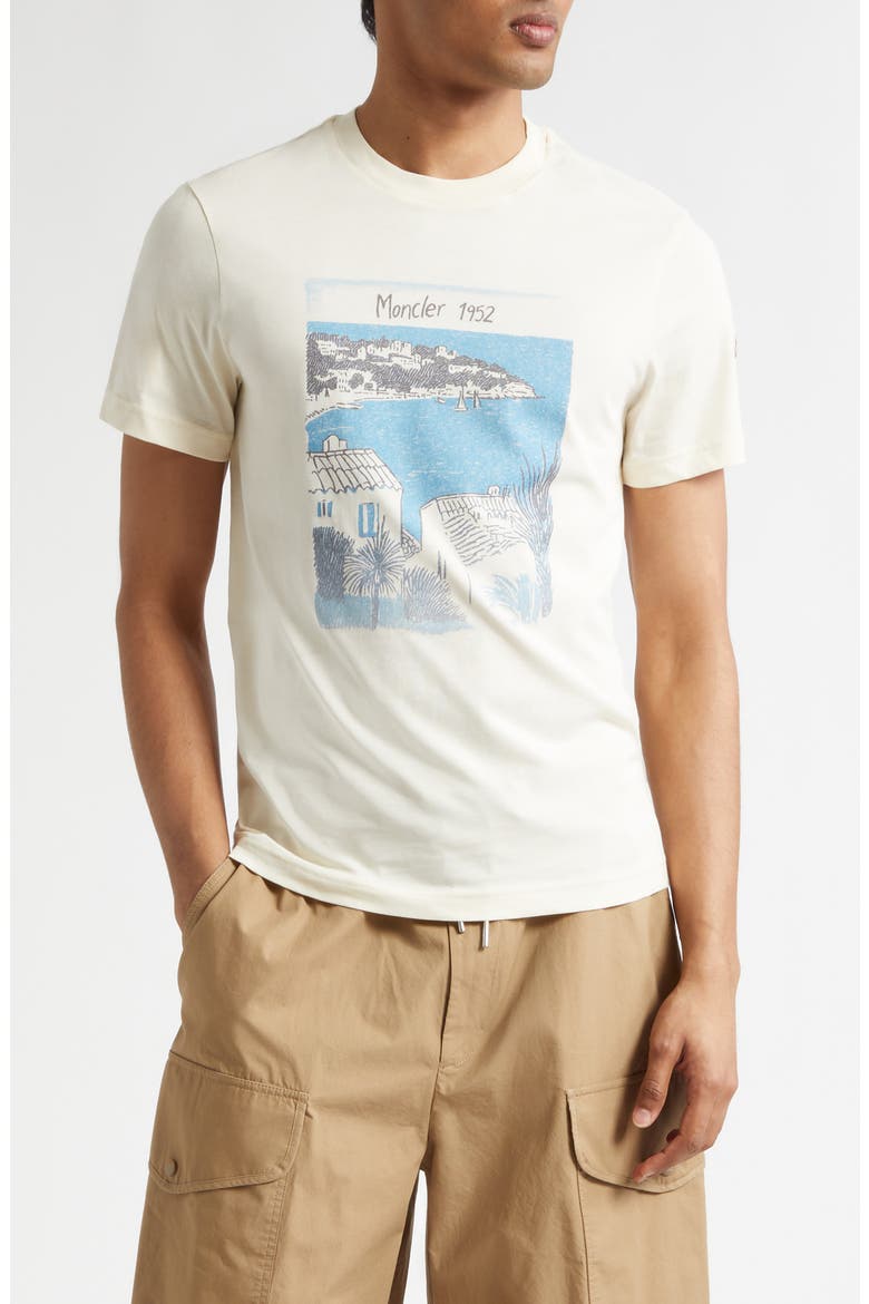 Seaside Graphic T-Shirt, Main, color, MELANGE CREAM