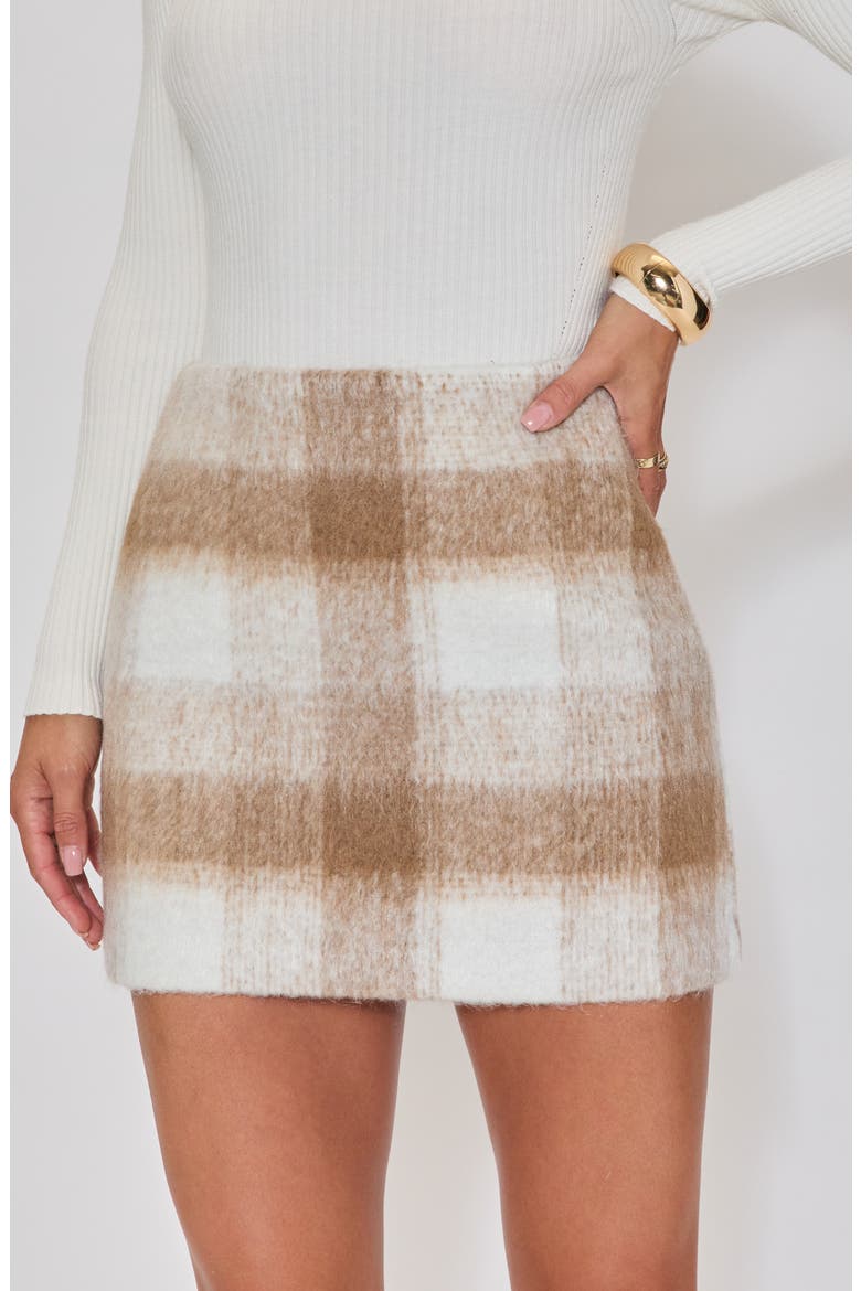 Hearth Plaid Miniskirt, Alternate, color, MOCHA