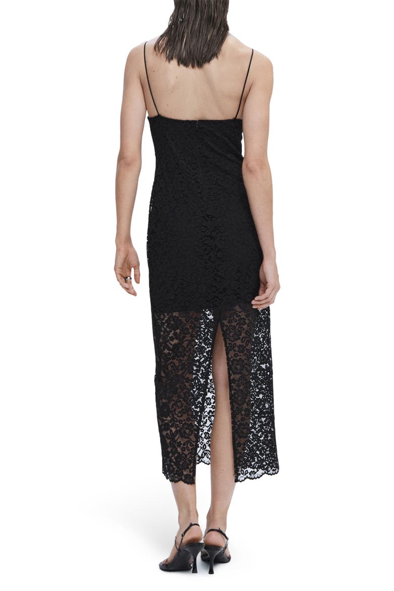 Sheer Panel Lace Dress, Alternate, color, BLACK
