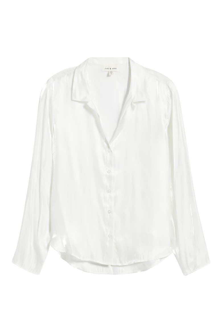 Clean Button-Up Shirt, Alternate, color, WHITE SHIMMER