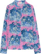 Zadig & Voltaire Tink Wild Jungle Print Crepe Popover Top
