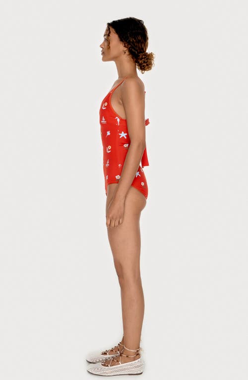 Jessie Zhao New York Red Coral Reversible V-neck One-piece Swimsuit In Multi