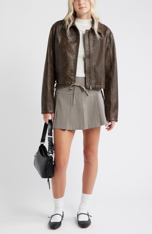 Bp. Pleated Belted Plaid Minskirt In Gray