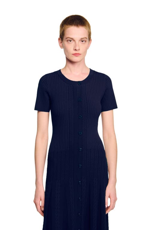 Sandro Knit Maxi Dress In Blue