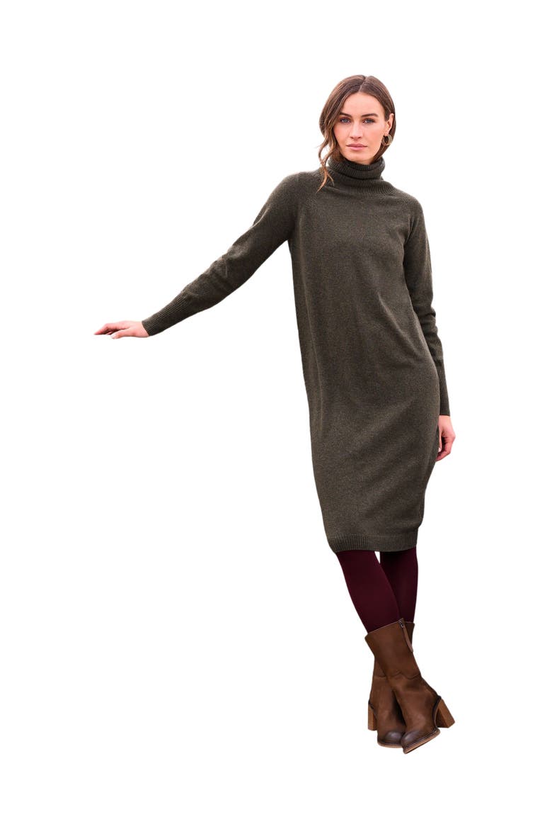 Supersoft Midi Turtleneck Dress, Main, color, OLIVE
