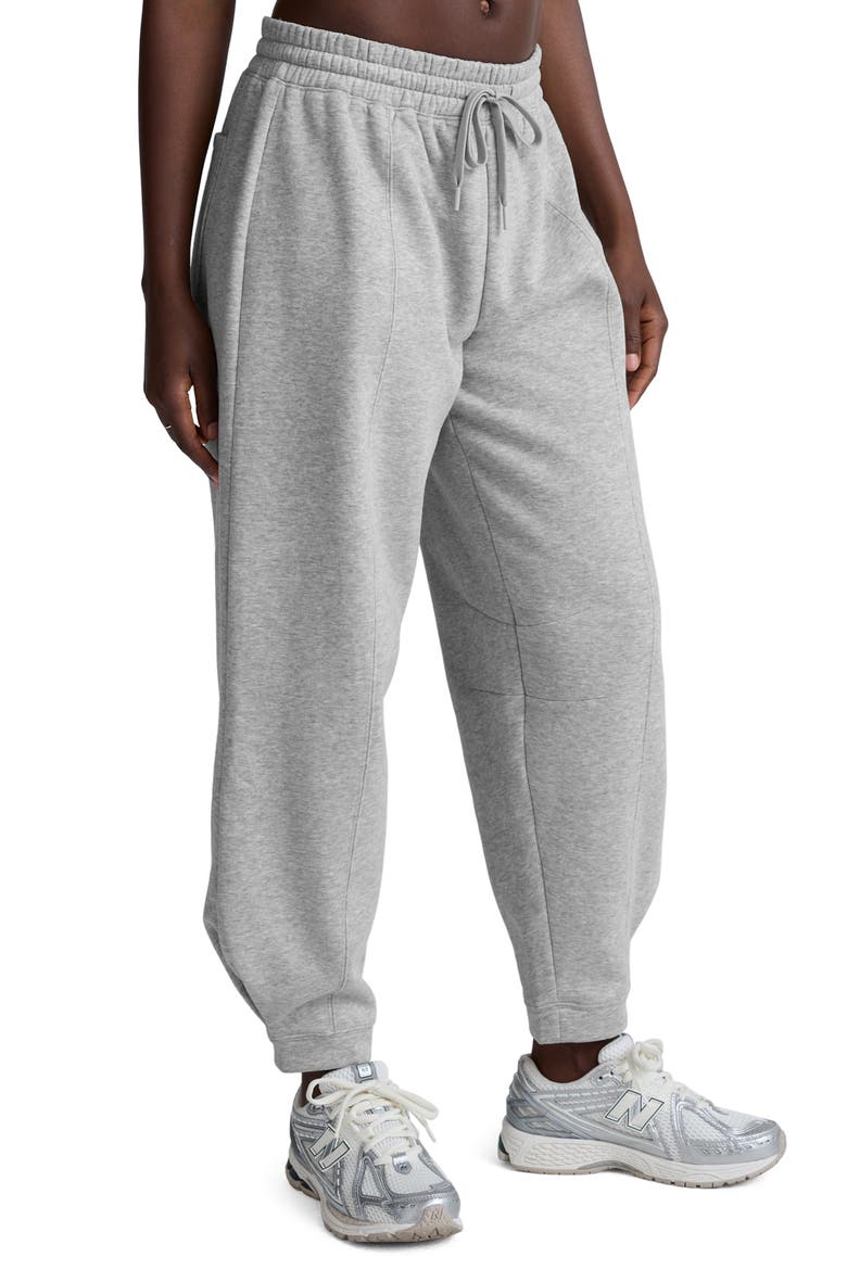 LuxeFleece Barrel Leg Sweatpants, Alternate, color, LIGHT HEATHER GRAY