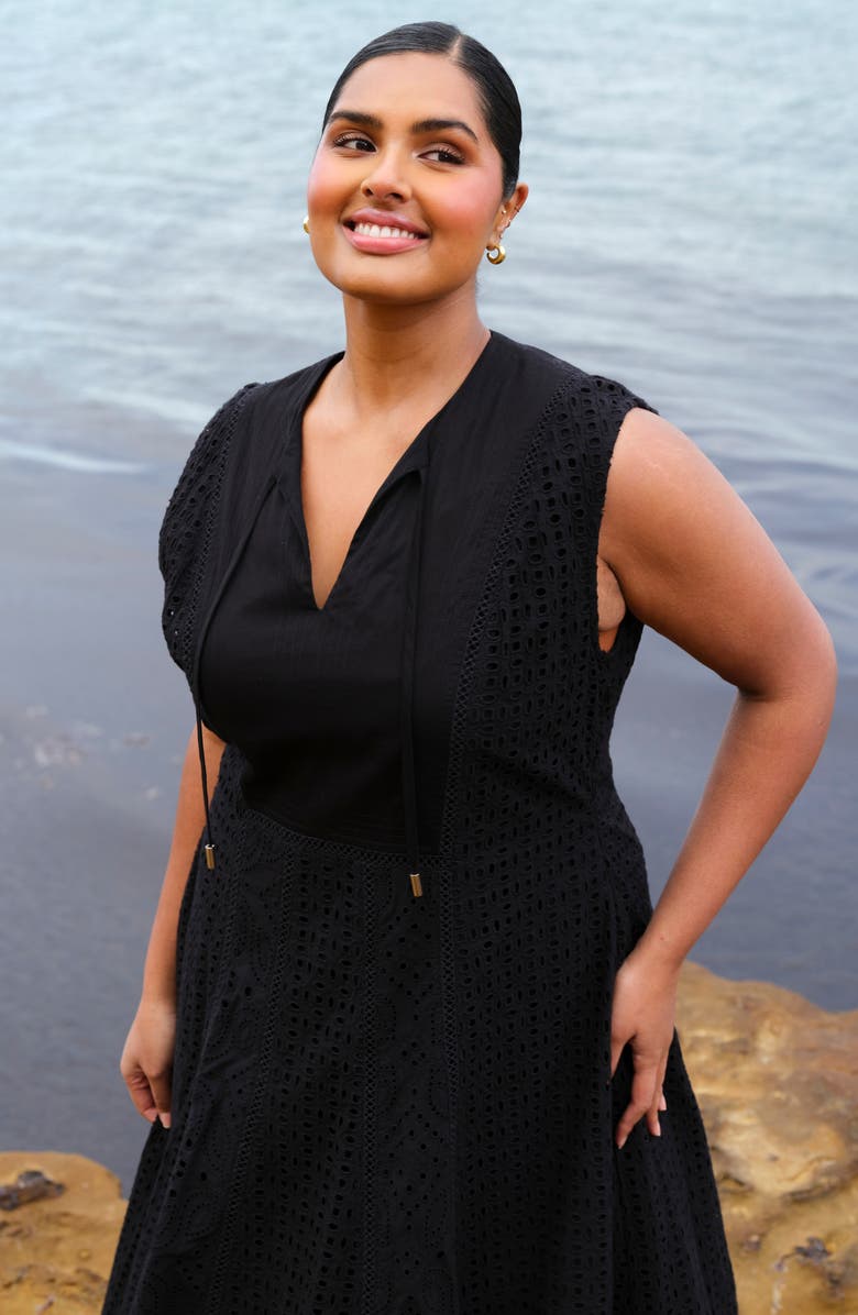 Estelle Blair Eyelet Sleeveless Maxi Dress, Alternate, color, 