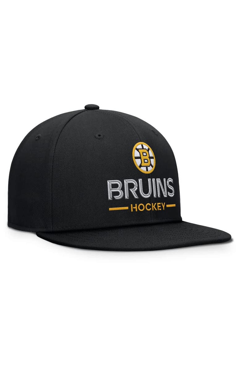 FANATICS Men's Fanatics Black Boston Bruins Authentic Pro Rink Lockup Snapback Hat, Alternate, color, Black
