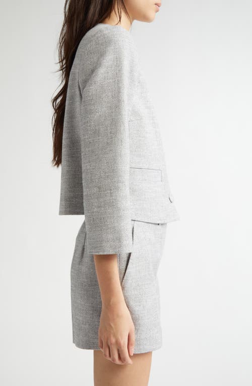 Eleventy Cotton Blend Crop Jacket In Light Melange Grey
