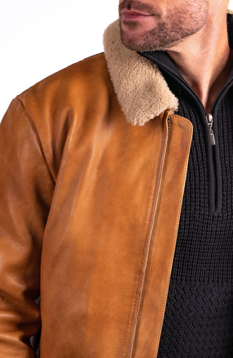 Comstock & Co. Captain Lambskin Leather Jacket, Alternate, color, 