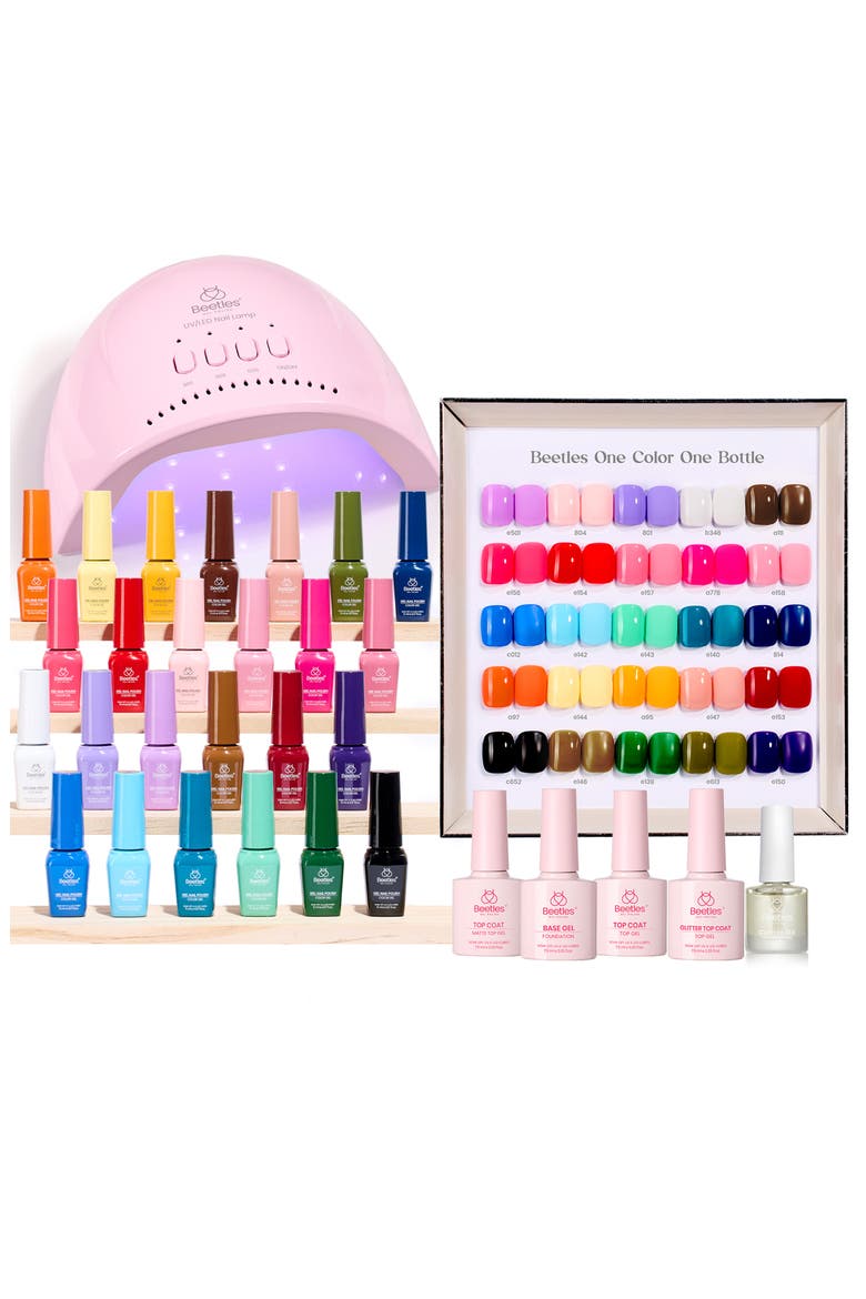 25 Color 45 pcs Fall Gel Nail Manicure Studio Kit with UV Light, Main, color, None