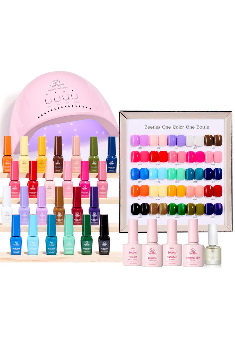 Beetles 25 Color 45 pcs Fall Gel Nail Manicure Studio Kit with UV Light, Main, color, NO COLOR