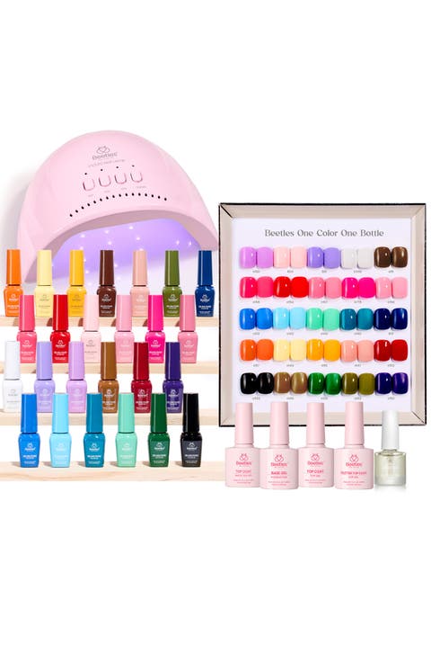 25 Color 45 pcs Fall Gel Nail Manicure Studio Kit with UV Light