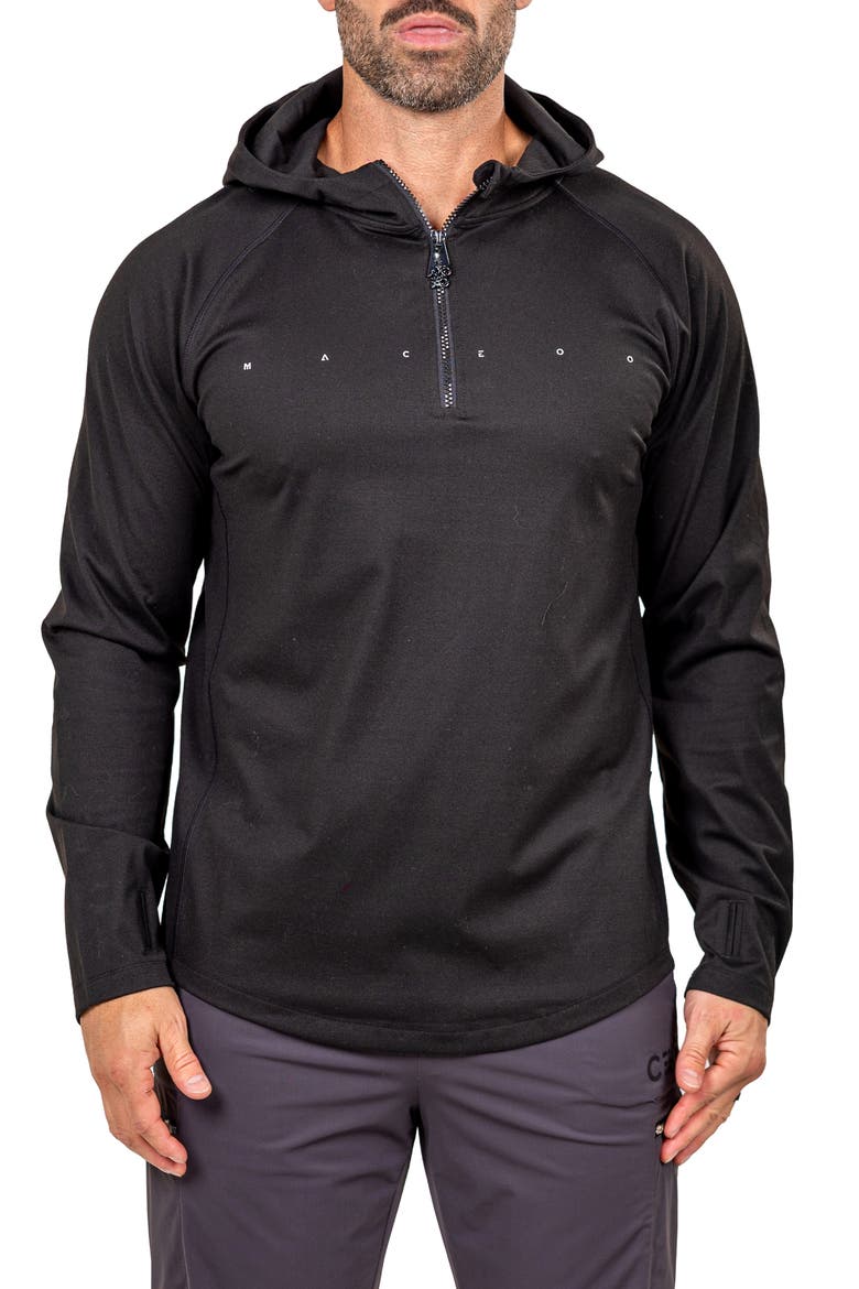 Performance Athletic Quarter Zip Hoodie, Main, color, BLACK