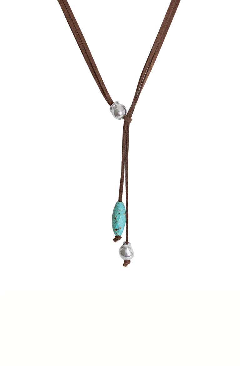 Hayes Suede Lariat Necklace, Alternate, color, TURQUOISE BROWN