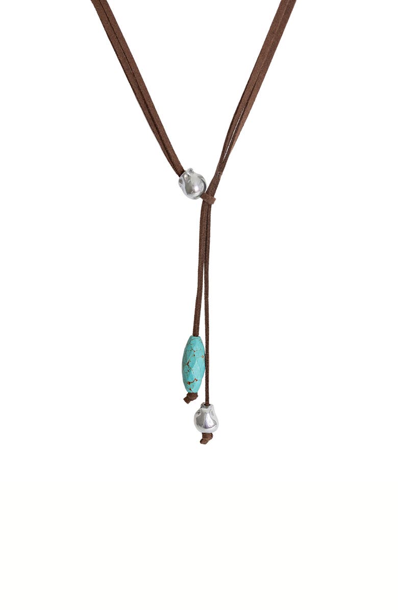 MARLYN SCHIFF Hayes Suede Lariat Necklace, Alternate, color, Turquoise Brown