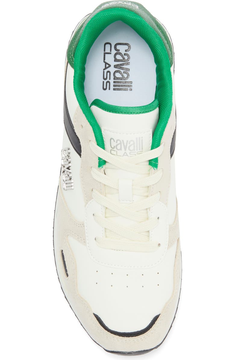 Roberto Cavalli Low Top Runner Sneaker, Alternate, color, Farro/ Off White/ Green/ Black