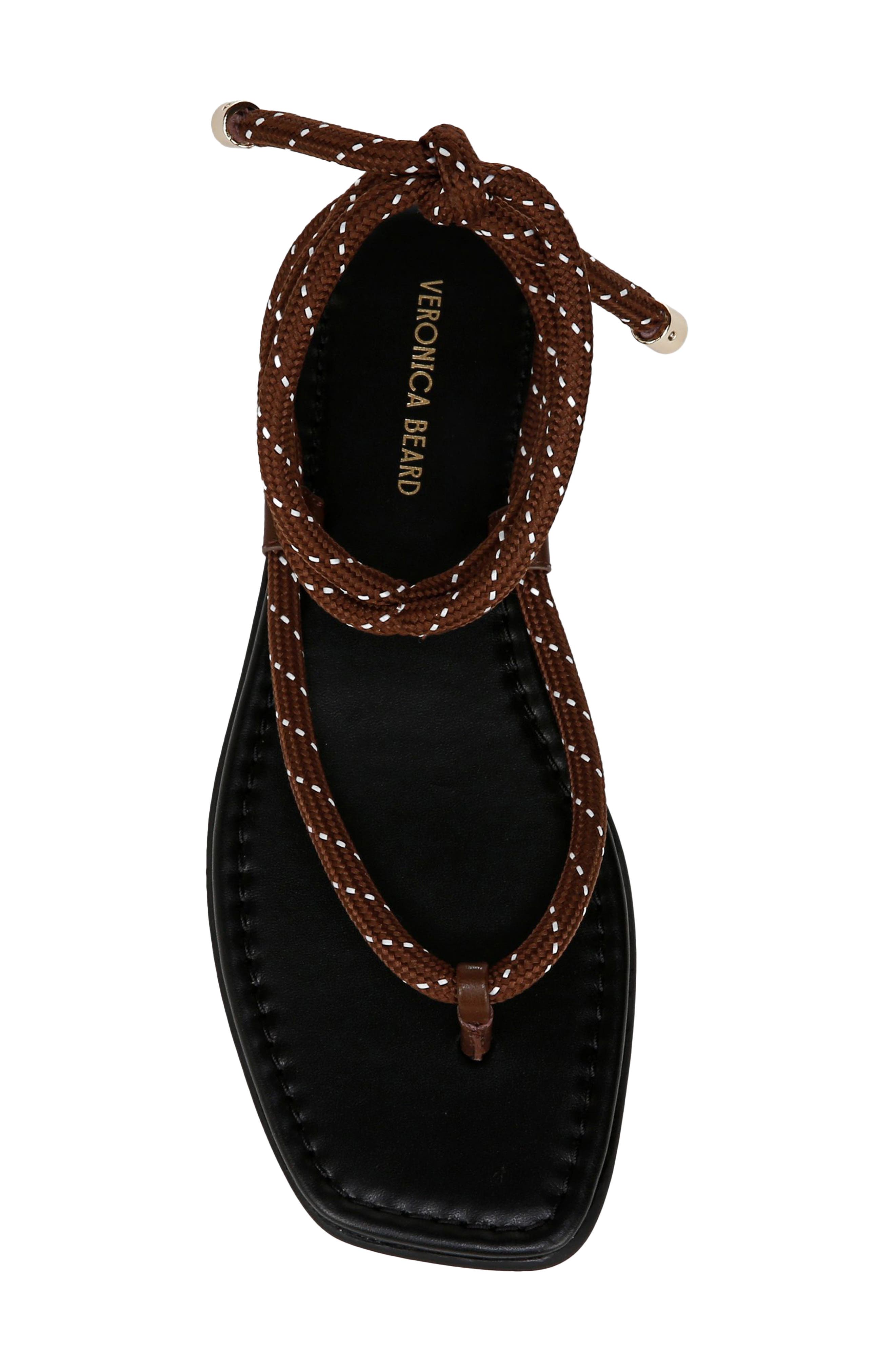 Veronica Beard Carmina Ankle Wrap Sandal, Alternate, color, Cedar/ Coconut