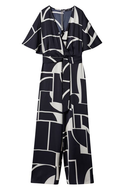 Shop Mango Geo Print Satin Jumpsuit