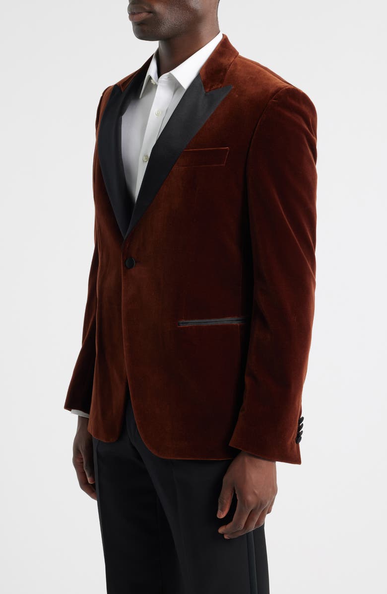 BOSS Hutson Cotton Velvet Dinner Jacket, Alternate, color, Dark Orange