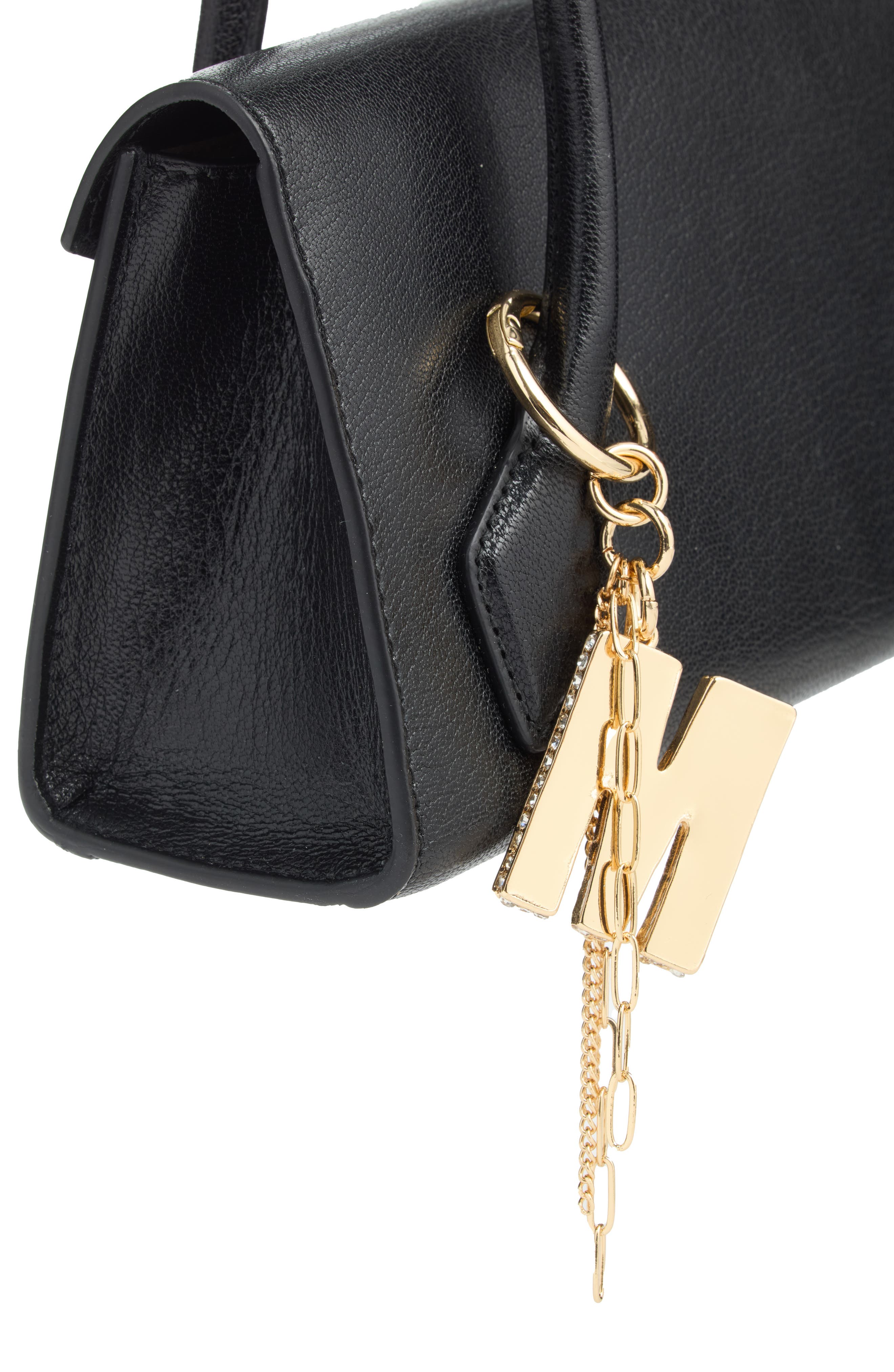 Pave Edge Initial Bag Charm, Alternate, color, M- CLEAR- GOLD