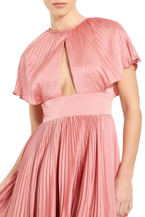 Mac Duggal Front Cutout Pleated High Low Dress In Dusty Rose
