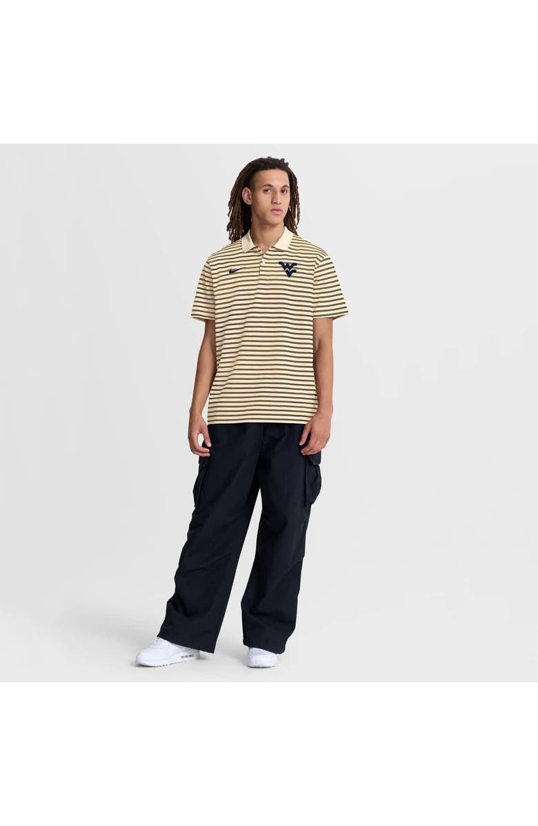 Nike Men's Nike Cream West Virginia Mountaineers Primary Logo Striped Dri-FIT Polo, Alternate, color, Cream