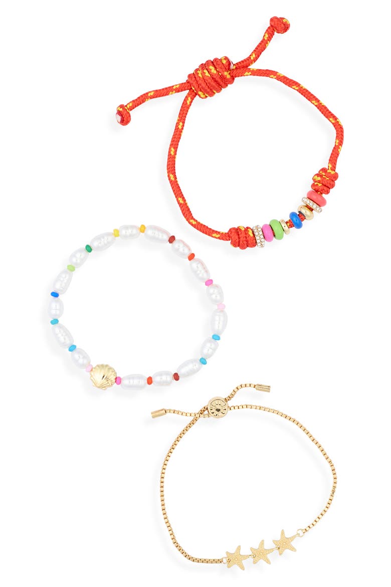 Forever Coastal Set of 3 Bracelets, Alternate, color, ORANGE MULTI