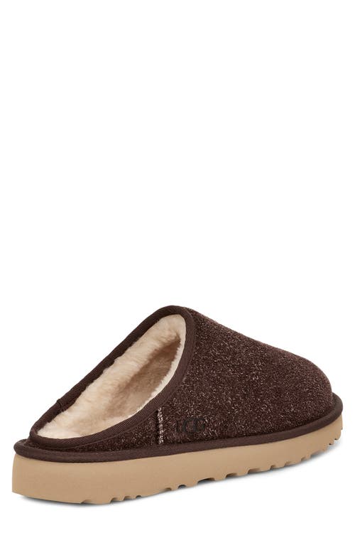 Ugg Mens Classic Shaggy Suede Slippers Dark Brow In Brown