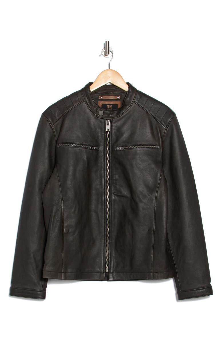 Frye Cafe Racer Leather Jacket, Alternate, color,
