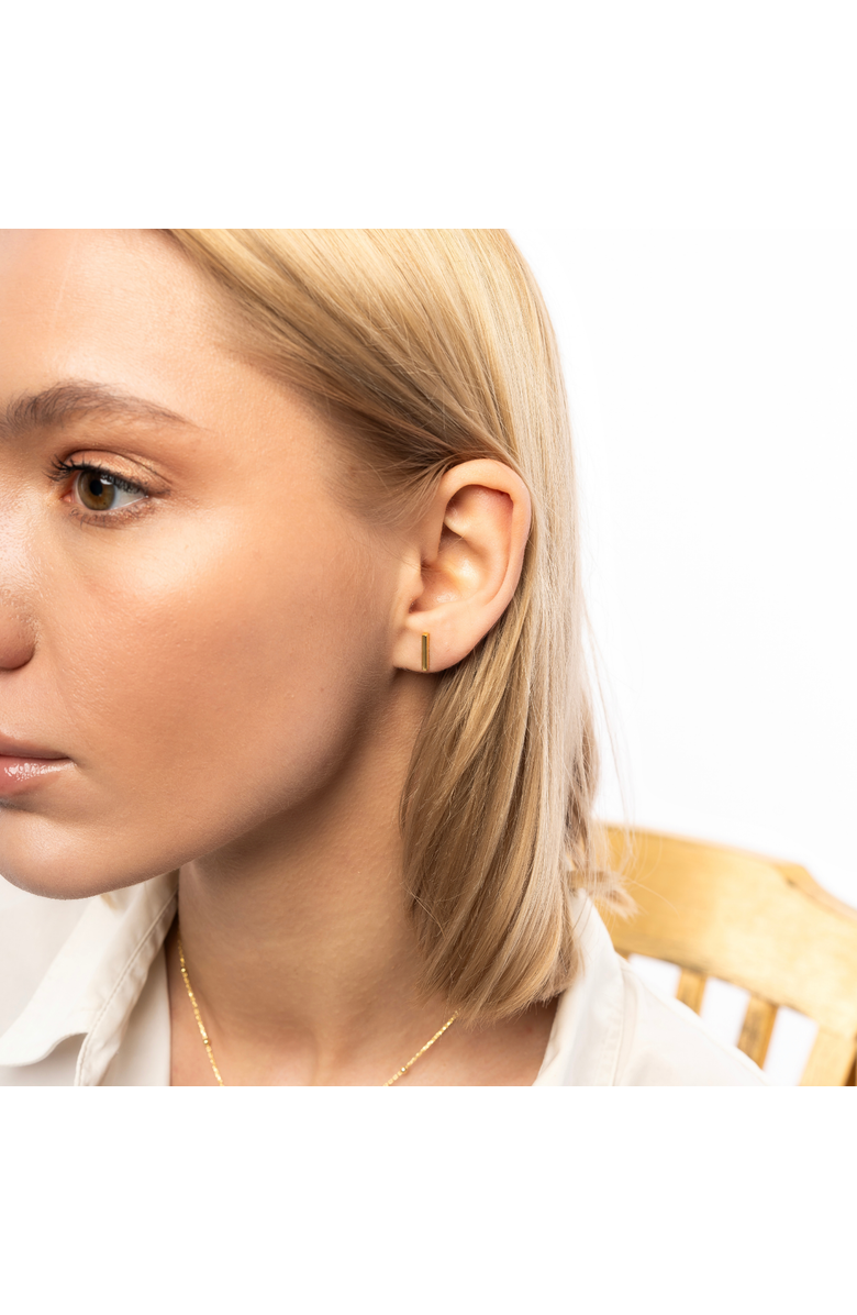 Spero London Bar Stud Plain Earrings Sterling Silver, Alternate, color, Silver