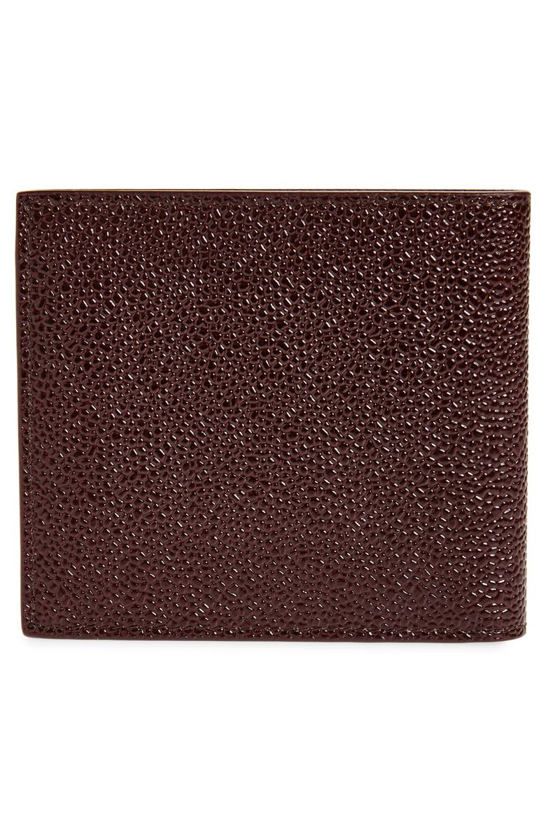 Thom Browne Grained Leather Bifold Wallet, Alternate, color,