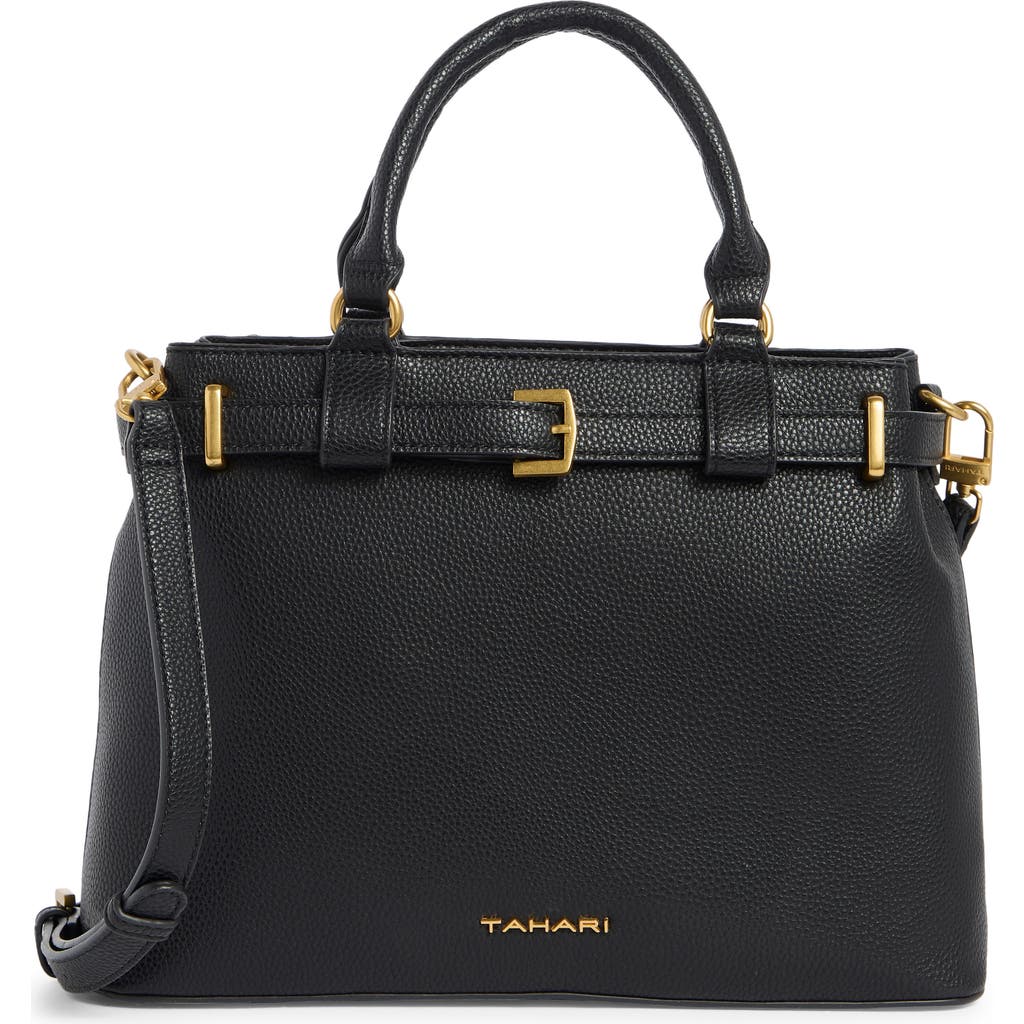 T Tahari Overlook Leather Satchel In Black