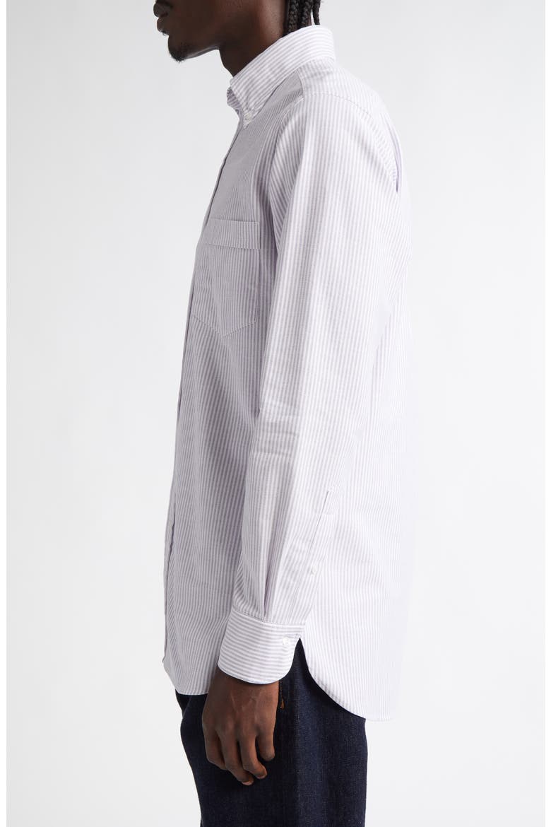 Ticking Stripe Oxford Button-Down Shirt, Alternate, color, 902 PURPLE