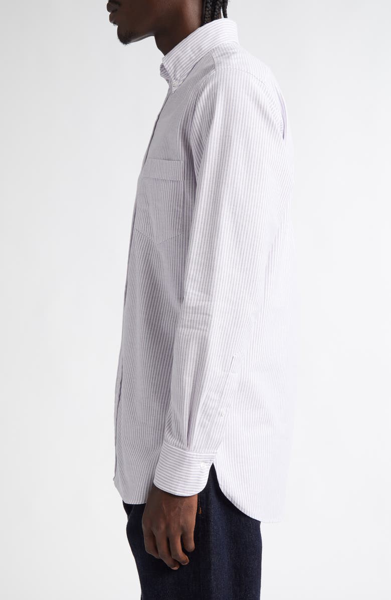 Drake's Ticking Stripe Oxford Button-Down Shirt, Alternate, color, 902 Purple