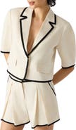 Steve Madden Fable Crop Short Sleeve Linen Blend Blazer