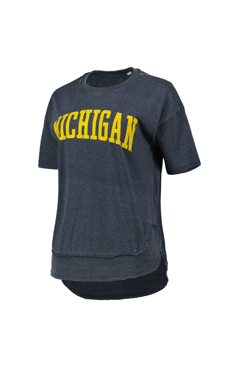 PRESSBOX Women's Pressbox Heathered Navy Michigan Wolverines Arch Poncho T-Shirt, Alternate, color, Heather Navy