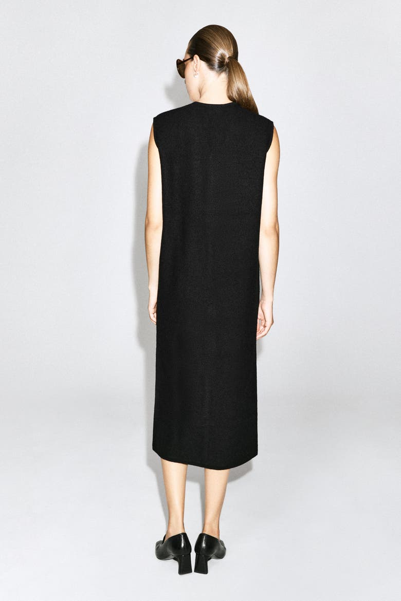 Buttoned Boiled Merino Wool Dress, Alternate, color, BLACK