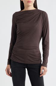 CITY BLUES Asymmetric Boat Neck Top