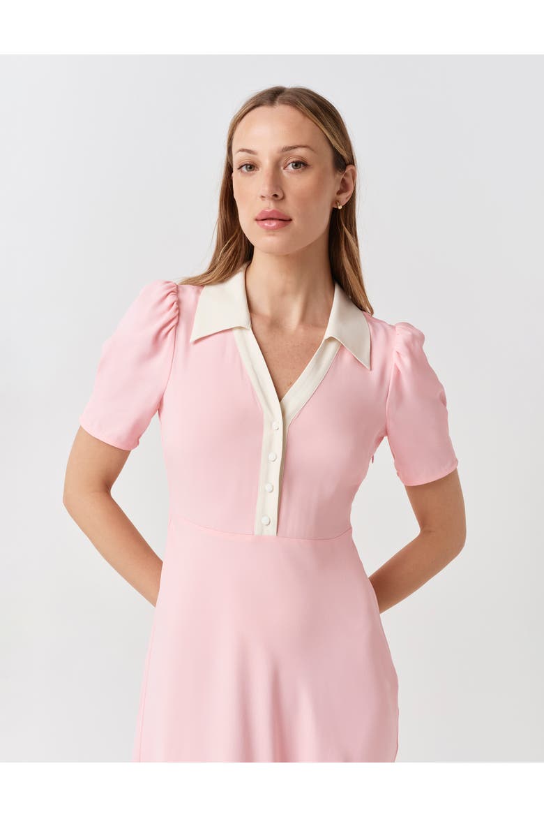 Elodie Contrast Collar Midi Dress, Alternate, color, Pink