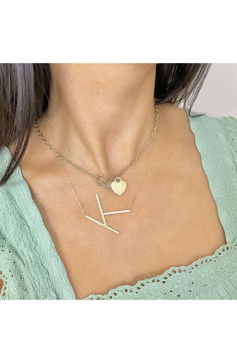 The Lovery Fine Jewelry Gold Heart Toggle Necklace, Alternate, color, Yellow Gold