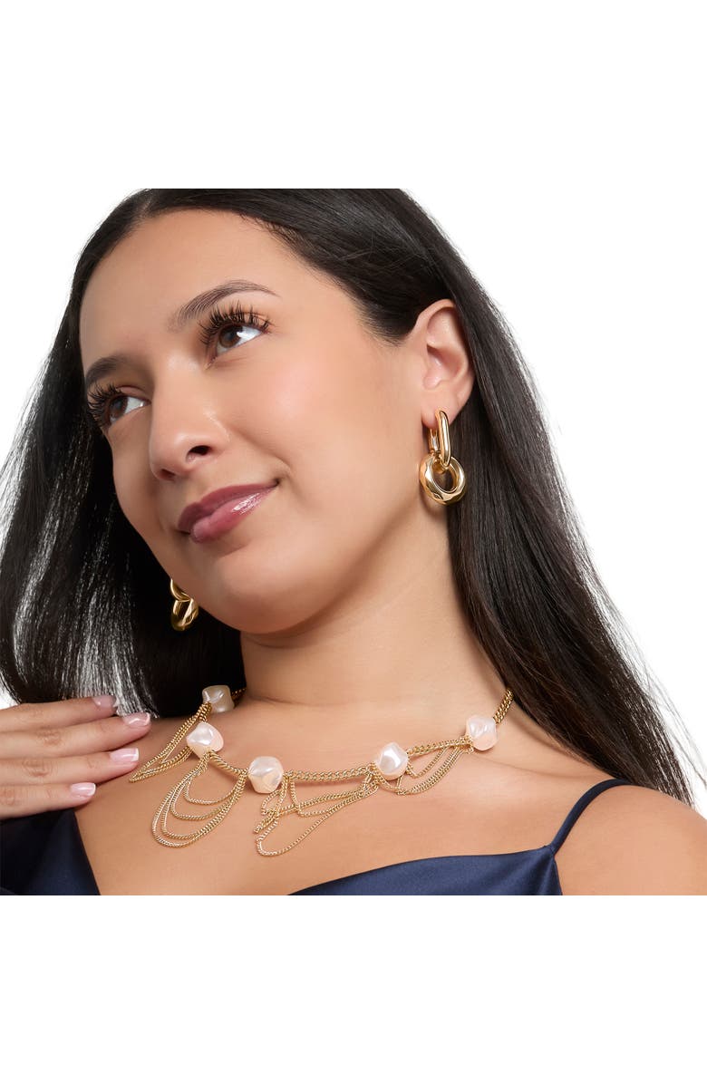 BCBG Gold Link Drop Earrings, Alternate, color, Gold