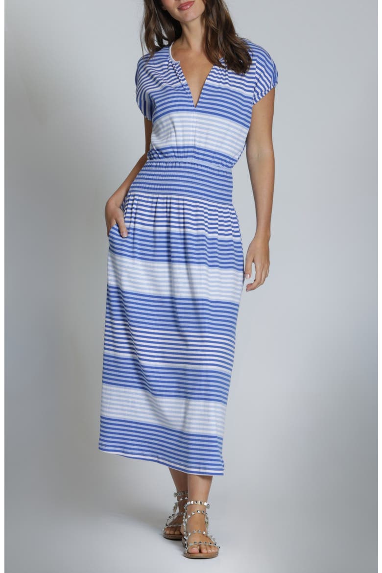 Stripe Jersey Midi Dress, Main, color, BLUE MULTI