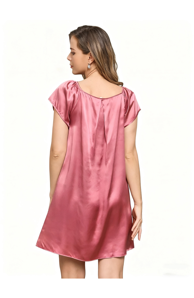 SILKSILKY Pure Silk Cap Sleeve Square Neck Short Nightgown, Alternate, color, 