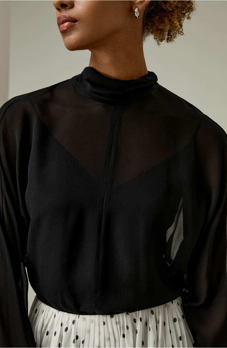 Lilysilk Floaty Batwing Sleeve Blouse Set, Alternate, color, Black