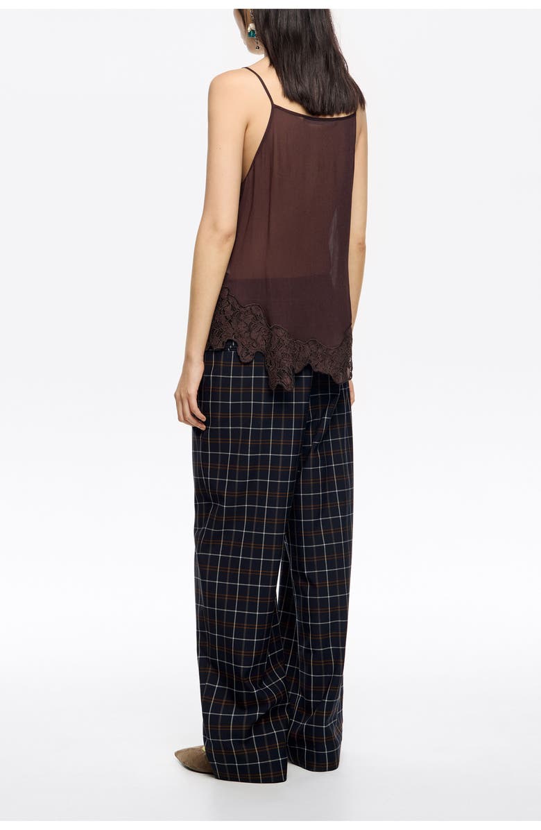 Bimba y Lola Straight Chequered Trousers, Alternate, color, Navy